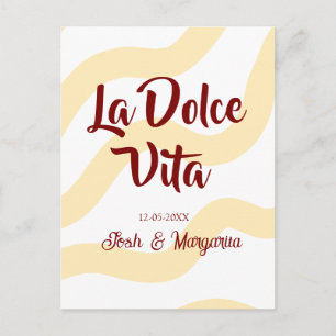Carte Postale La Dolce Vita couple marié Nom pêche mauve