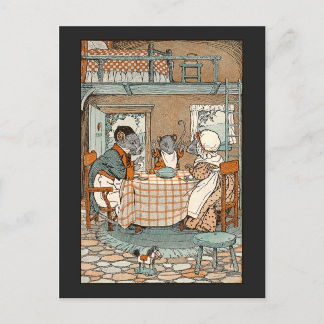 Carte Postale La famille de rats s'installe pour le petit-déjeun (Devant)