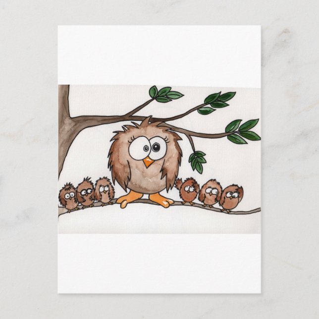 Carte Postale La famille des chouettes (Devant)