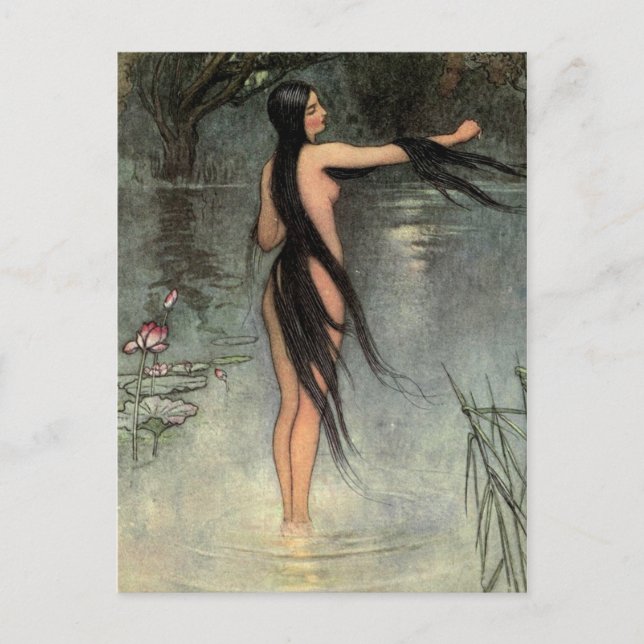 Carte Postale La Femme Balde Émerge De L'Eau (Devant)