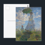 Carte Postale La femme de Monet avec parasol, Paysage impression<br><div class="desc">Claude Monet Woman with a Parasol a été peint en 1875 et est l'un de ses chefs-d'oeuvre impressionnistes emblématiques. Le tableau représente Madame Monet et son fils, capturés dans un cadre extérieur venteux. La femme tient un parasol, et l'enfant se tient à ses côtés. La scène est dressée contre un...</div>