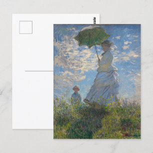 Carte Postale La femme de Monet avec parasol, Paysage impression