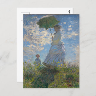 Carte Postale La femme de Monet avec parasol, Paysage impression