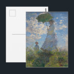 Carte Postale La femme de Monet avec parasol, Paysage impression<br><div class="desc">Claude Monet Woman with a Parasol a été peint en 1875 et est l'un de ses chefs-d'oeuvre impressionnistes emblématiques. Le tableau représente Madame Monet et son fils, capturés dans un cadre extérieur venteux. La femme tient un parasol, et l'enfant se tient à ses côtés. La scène est dressée contre un...</div>