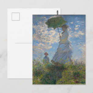 Carte Postale La femme de Monet avec parasol, Paysage impression