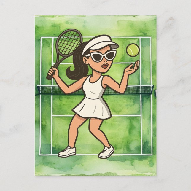 Carte Postale La femme de tennis joue au tennis  (Devant)