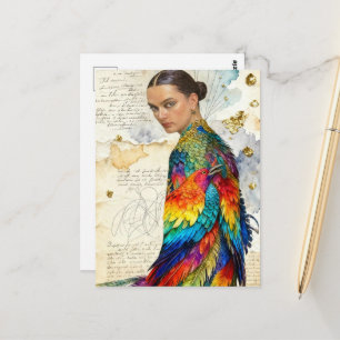 Carte Postale La femme en robe d'oiseau