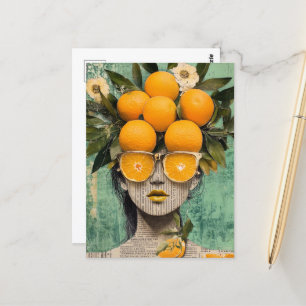 Carte Postale La Femme et le Collage des Oranges
