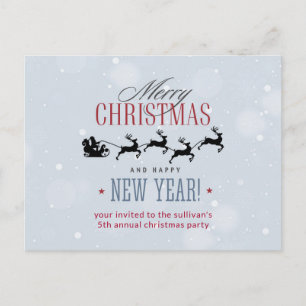 Carte Postale La fête de Noël du Père Noël et de ses rennes vola