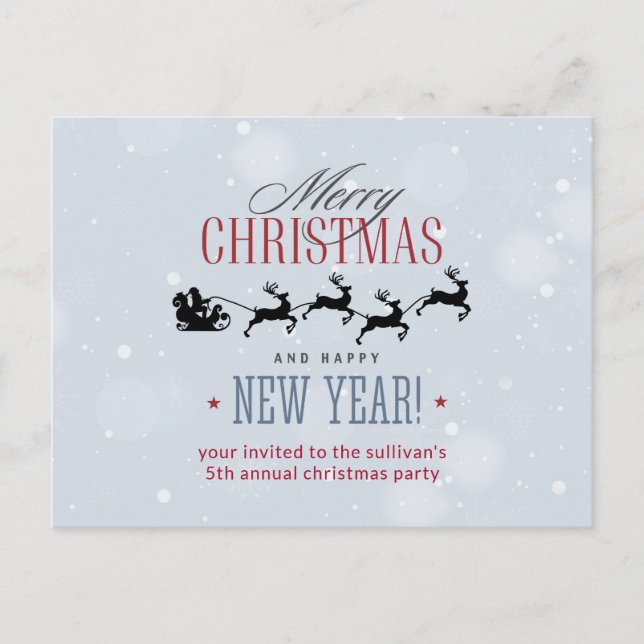 Carte Postale La fête de Noël du Père Noël et de ses rennes vola (Devant)