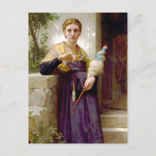 Carte Postale La Fileuse, William-Adolphe Bouguereau