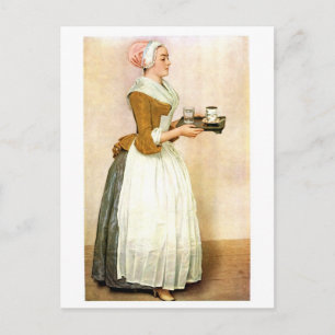 Carte Postale La fille au chocolat, peinture d'art