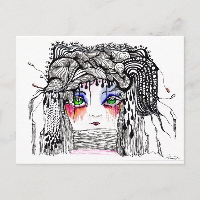Carte Postale La fille aux larmes rouges (Devant)