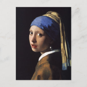 Carte Postale La fille de Johannes Vermeer avec une oreille perl