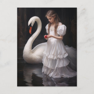 Carte Postale La fille et le cygne