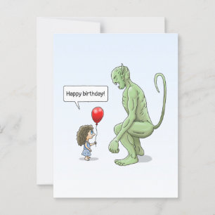 Carte Postale La fille et le grand gamin vert