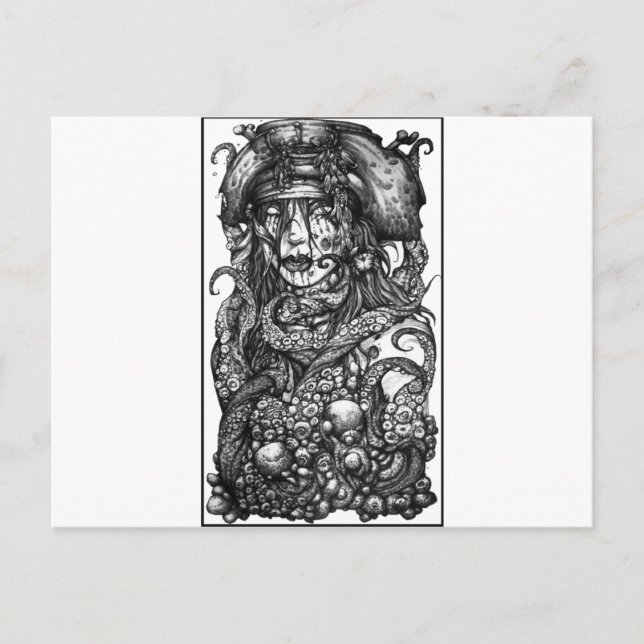 Carte Postale La fille pirate Zombie (Devant)
