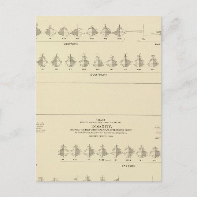 Carte Postale La folie, statistique US Lithograph (Devant)