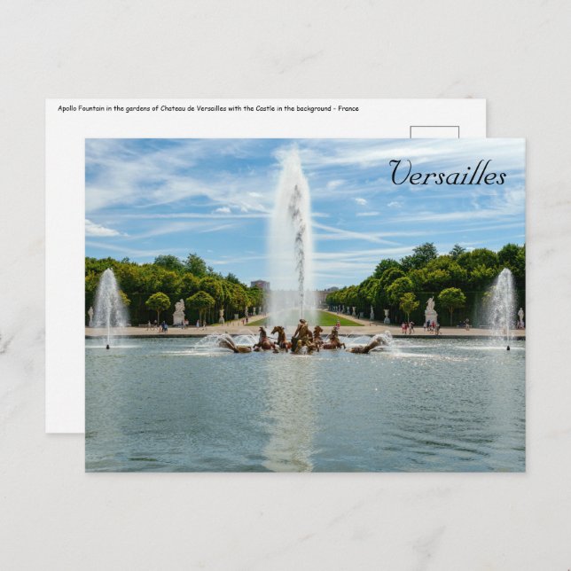 Carte Postale La fontaine Apollo dans les jardins de Versailles (Devant / Derrière)