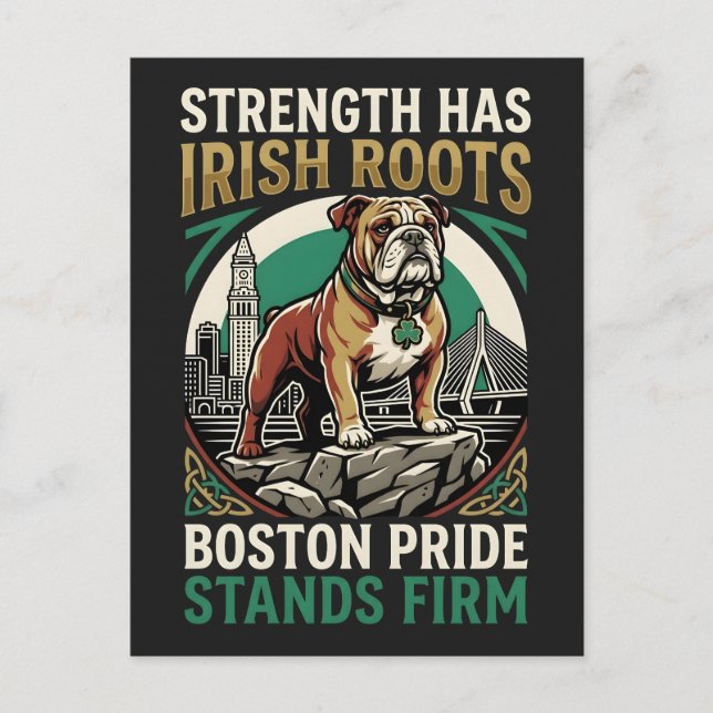 Carte Postale La force a des racines irlandaises Bouledogue  (Devant)