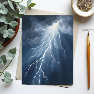 Carte Postale La foudre frappe Ciel orageux aquarelle