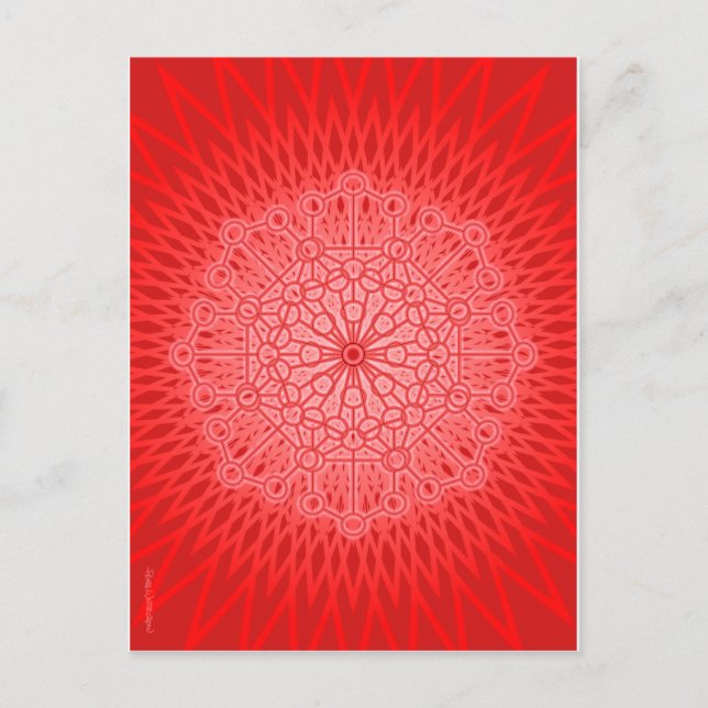 Carte Postale La géométrie sacrée de mandala rouge de Chakra (Devant)