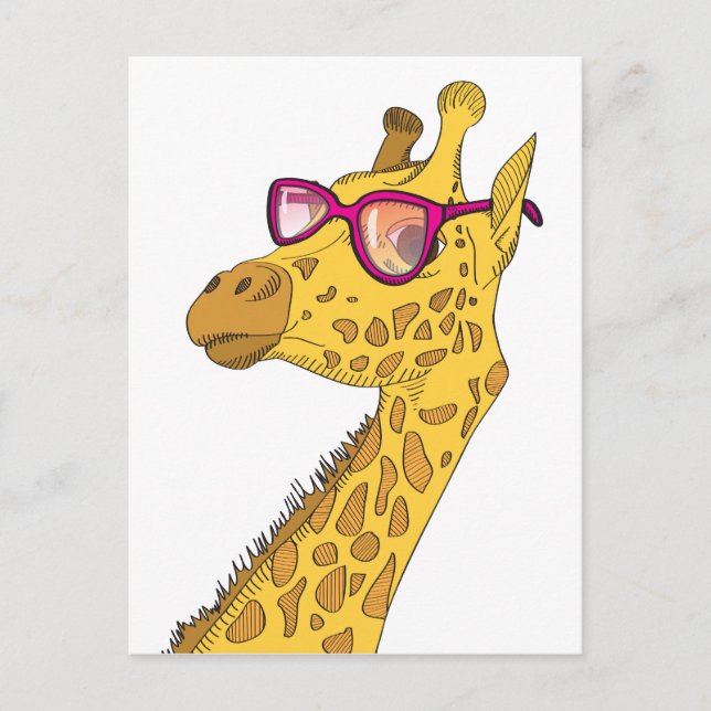 Carte Postale La girafe Hipster (Devant)