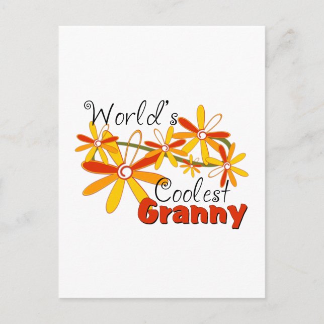 Carte Postale La grand-mère la plus cool du monde floral (Devant)