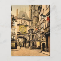 La grande horloge, Rouen, France vintage Photochro