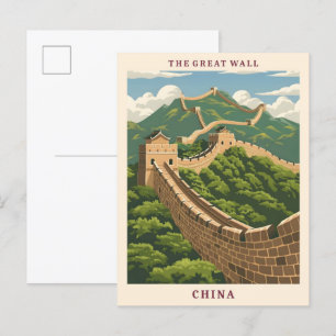 Carte Postale La Grande Muraille Chine Élégant Vintage voyage d'