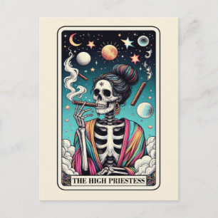 Carte Postale La Grande Prêtresse Art de Tarot Squelette Goth Fu