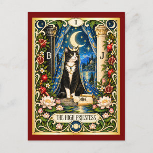 Carte Postale La Grande Prêtresse Cat Tarot - Sagesse Intérieure