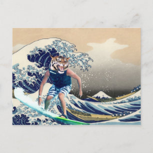 Carte Postale La Grande Vague Au Large De Kanagawa Tiger Surfer