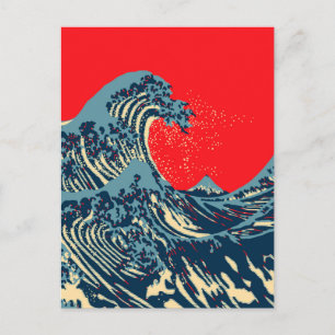 Carte Postale La Grande vague Hokusai dans le style art de l'esp