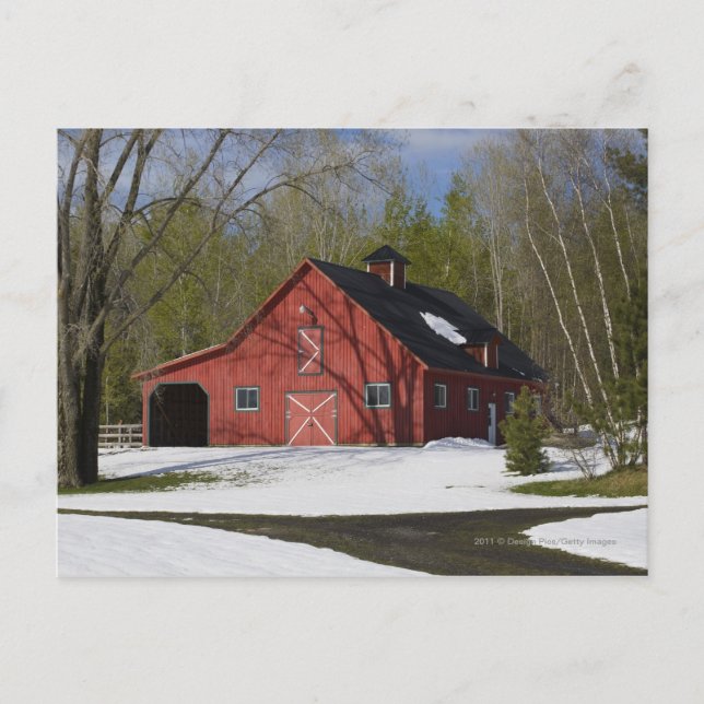 Carte Postale La Grange Rouge En Hiver (Devant)