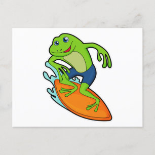 Carte Postale La grenouille comme surfeur avec Surfer
