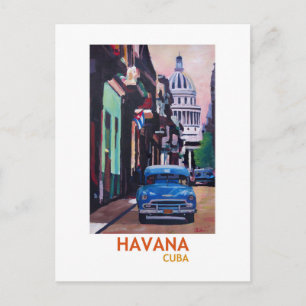 Carte Postale La Havane à Cuba - El Capitolo avec une voiture a