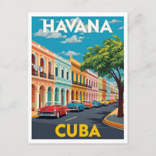 Carte Postale La Havane Cuba Rue Colorée Voiture Classique