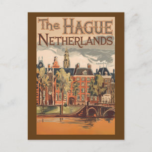 Carte Postale La Haye Pays-Bas Illustration Voyage Art