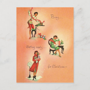 Carte Postale La jeune fille se prépare pour Noël, vintage