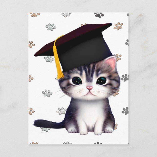 Carte Postale La Journée d'obtention d'un diplôme de chat mou es (Devant)