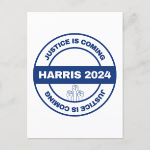 Carte Postale La justice arrive Kamala harris Walz Election