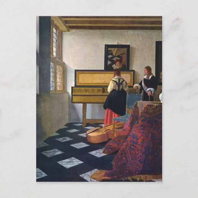 Carte Postale La leçon de musique de Johannes Vermeer (vers 1663 (Devant)