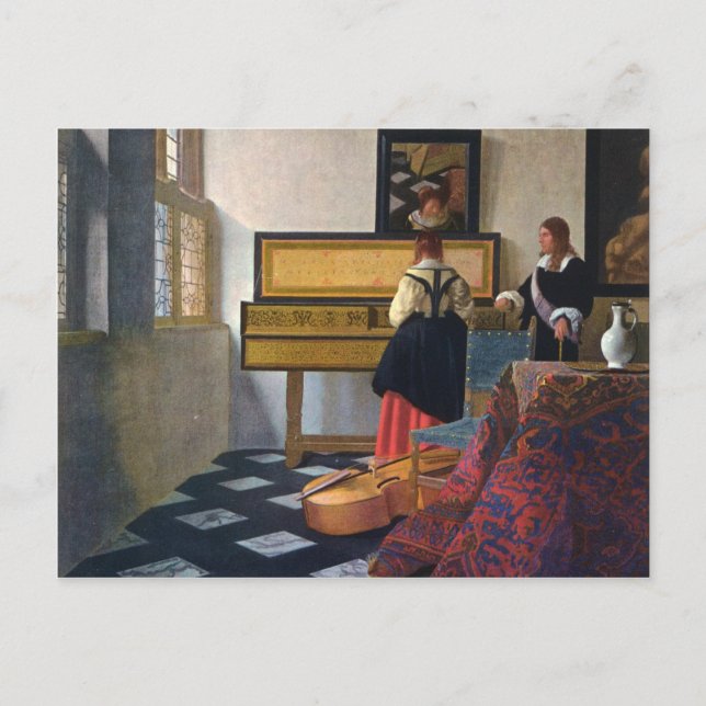Carte Postale La leçon de musique de Johannes Vermeer (vers 1663 (Devant)