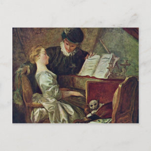 Carte Postale La Leçon De Musique, Par Fragonard, Jean-Honoré (M