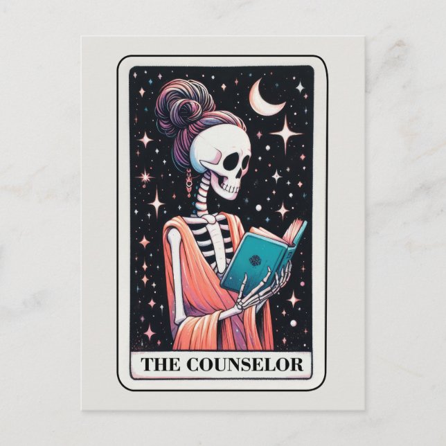 Carte Postale La Lecture de Tarot du Conseiller Squelette Amateu (Devant)