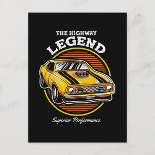 Carte Postale La Légende de la Route Muscle Car Design Rétro