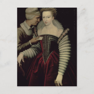 Carte Postale La lettre d'amour, une dame avec sa bonne
