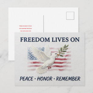 Carte Postale La liberté vit sur la Journée commémorative patrio