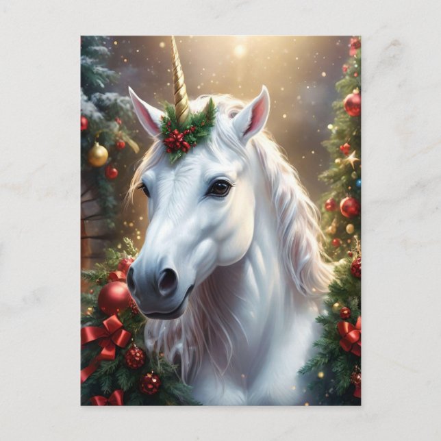 Carte Postale « La Licorne de Noël » (Devant)